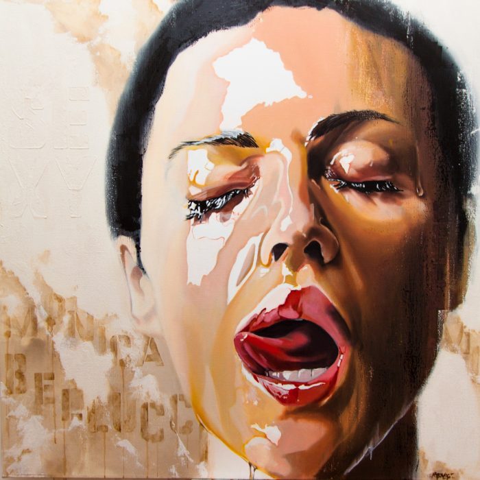 Monica BELLUCCI huile sur toile 120x120 2015